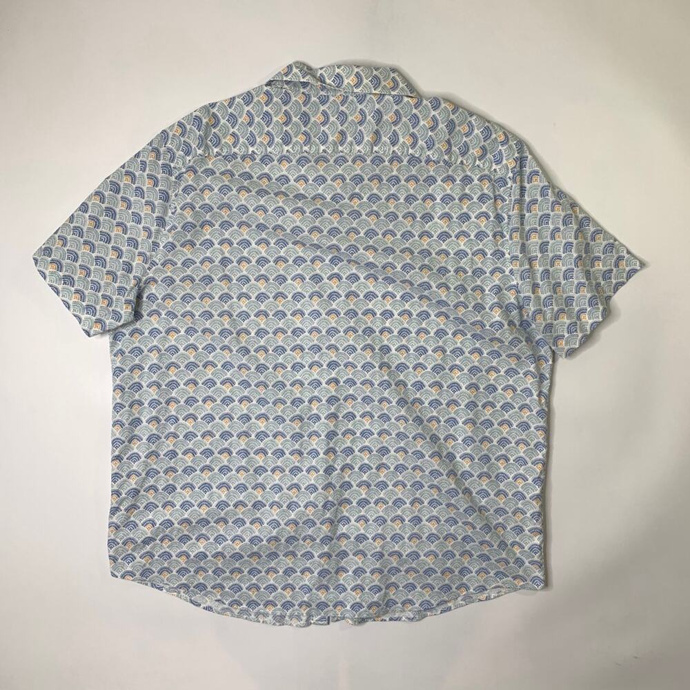 Original Penguin Shirt Mens 2XL Linen Blend Seashell Tile Stretch Short Sleeve - Picture 8 of 10